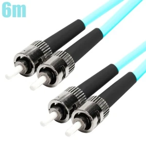6M ST-ST UL Duplex MultiMode 3mm 50/125 Fiber Optic Optical Cable OFNR OM4 Aqua - Picture 1 of 3