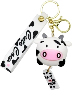 SHANGPIN Cow Keychain,Farm Gift,Car Accessories,Cute Print Decor for Women Car K - Picture 1 of 12