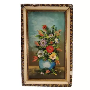 Pintura al óleo original bodegón floral artista: Martínez óleo sobre tabla de fibra - Imagen 1 de 8