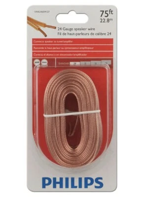 Cable de altavoz Philips 75 pies calibre 24 - SWA2460W/27 cobre PVC cable de audio Foto 1 de 2