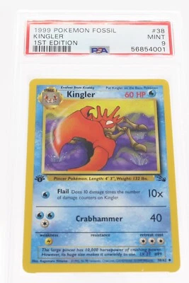 PSA 9 MINT 1999 Pokémon Fossil #38 Kingler 1st Edition !!! - Image 1 of 4