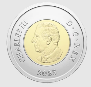 2025 Canada Toonie $2 King Charles BU Bimetallic $2 from special wrap roll - Picture 1 of 2