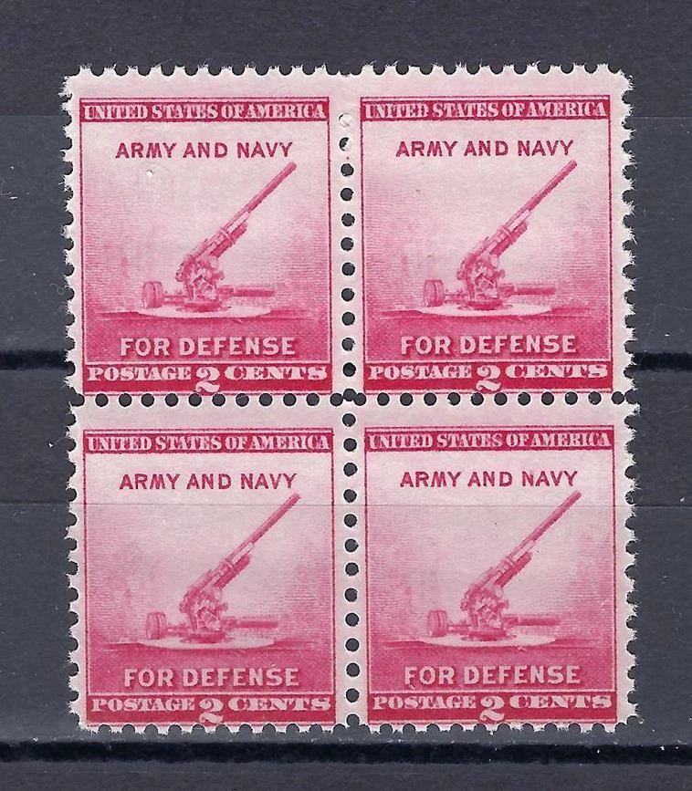 US 1940 Sc# 900  Antiaircraft gun Artillery Army & Navy for Defence block 4 MNH - Image 1 of 1
