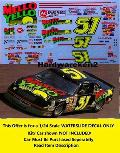 NASCAR DECAL #51 MELLO YELLO 1990 CHEVROLET LUMINA COLE TRICKLE- DAYS OF THUNDER - Picture 1 of 6