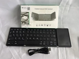 Hamopy faltbare drahtlose Bluetooth Tastatur mit Touchpad, Windows iOS Android - Bild 1 von 8