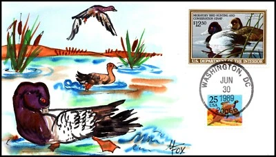 Scott RW56 $12.50 Duck Stamp Melissa Fox Hand Painted FDC 5 Of 6 - Image 1 of 2