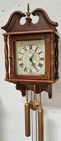 Very Nice New England 2 Weight 8 Day Chime Wall Clock Regulator Working Cover