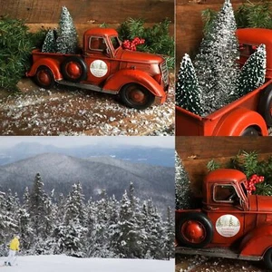 Red Metal Vintage Pick Up Truck Christmas Trees Tree Farm Sugarloaf Maine 🌲⛷ - Picture 1 of 7