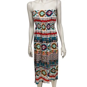 Damen Chocolate Medium Trägerloses Boho Kleid High Low Midi - Bild 1 von 5