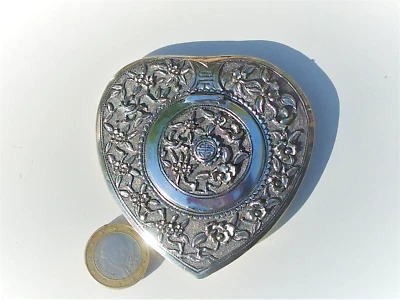 BEAU et GRAND POUDRIER ANCIEN EPOQUE COLONIALE / INDOCHINE TONKIN en ARGENT - Photo 1/4