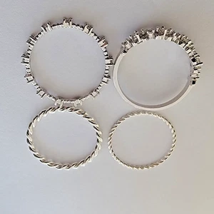 4 Sugarfix Baublebar Stapel Layer Ringe Band Strass silberfarben Größe 8 & 7 - Bild 1 von 9