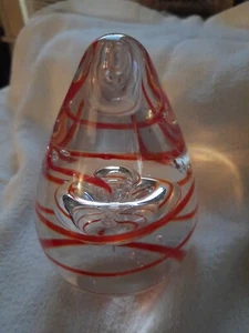 ✨ 4" Orange Swirl Abstract Bubbles Paperweight Art Glass Unknown Artist - Picture 1 of 5