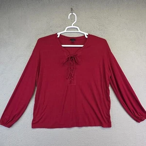 Torrid Top Womens 0 L 12 Red Long Drop Shoulder Texture Stretch Boho Minimalist - Picture 1 of 13