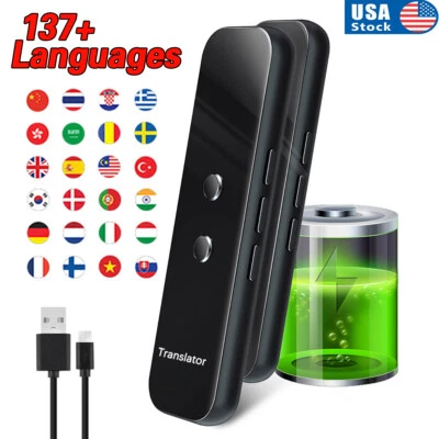 Portable Smart Translator Two-Way Real Time 137+ Languages Device Instant Voice - Image 1 of 4