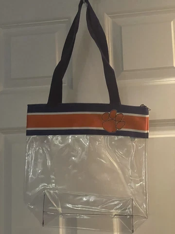 CLEMSON TIGERS CLEAR ZIPPER STADIUM TOTE APPROVED PURSE BAG NCAA New! Cover