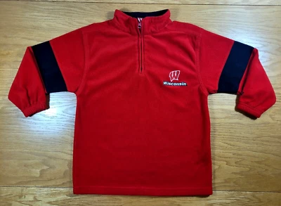 Wisconsin Badgers Jacket Youth (6/7) Red Black White Fleece Starter 1/4 Zip Kids - Image 1 of 2