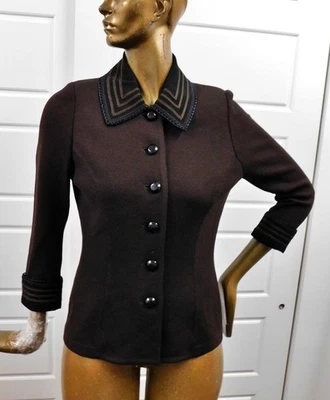 St John Collection Brown Santana Knit Acylic Button Jacket Blazer sz 10 - Image 1 of 4