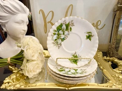 Cinco platos inferiores vintage Royal Albert Trillium para cuencos de sopa (6,25 pulgadas) Foto 1 de 2