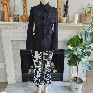 Giacca militare Zara nera ricamata blazer aderente linea lunga pirata taglia XS - Foto 1 di 13