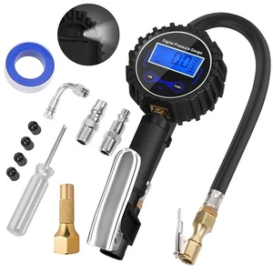 LCD Backlit 250PSI Digital Tire Air Inflator Pressure Gauge Bike Car Truck Meter - Picture 1 of 19