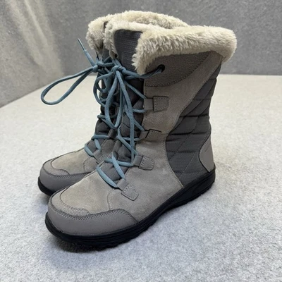 Columbia Botas Mujer 8.5 Ice Maiden II Imitación Piel Nieve Invierno Media Pantorrilla Gris Gamuza Foto 1 de 4
