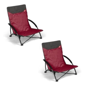 2er Set Faltbarer Strandstuhl Metallrahmen Anglerstuhl Camping rot-schwarz NEU - Bild 1 von 1