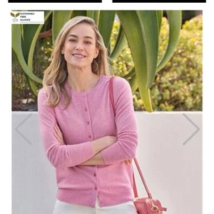 Cárdigan Pure Collection cachemir cuello redondo 14/16 rosa jaspeado - Imagen 1 de 4