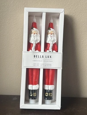 "Velas cónicas sin llama Bella Lux 2 piezas LED Santa Claus caprichosas 10,8"" cera" Foto 1 de 4