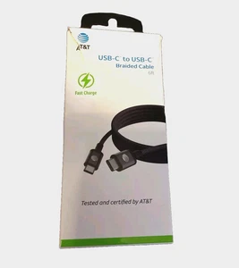 Cable de carga rápida y sincronización trenzado de 6 pies AT&T cable USB-C a USB-C - Imagen 1 de 2