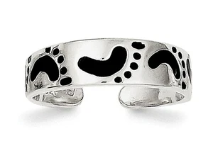Zehenring Sterlingsilber schwarz emailliert Füße - Bild 1 von 2