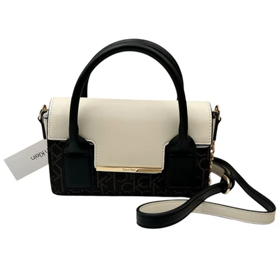 Bandolera Calvin Klein Sky Signature Chic Marrón Beige Color Bloqueado Correa de Cadena Foto 1 de 4