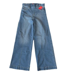 Pantalones de mezclilla SPANX con costuras delanteras pierna ancha para mujer M vintage índigo elástico 20407R - Imagen 1 de 12