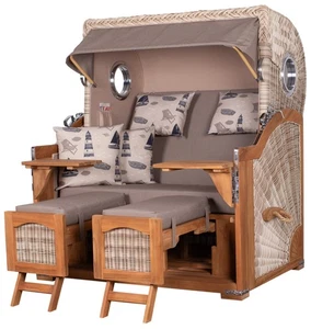 Strandkorb-Set Ammersee Grande XL Teak - PE shell - Modell 540 - Liftersystem - Bild 1 von 16