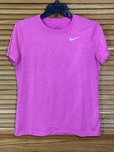 Nike Women’s Size Medium Pink Heathered Short Sleeve Crew Neck T-Shirt YS1-156 - Picture 1 of 4