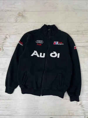 Винтажный Audi толстовка молнии 90-х большой логотип куртка мужчин размер XL черный - Изображение 1 из 4