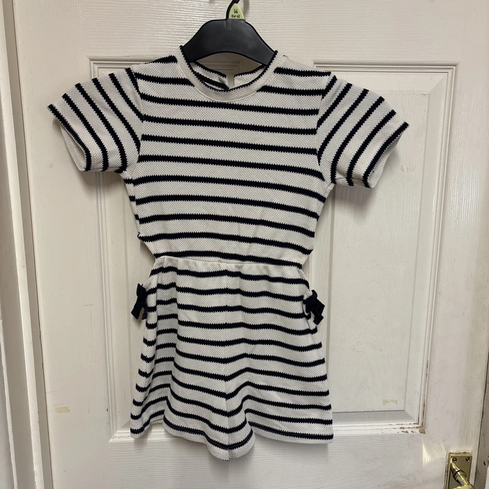 Girls White And Navy Blue Shorts Jumpsuit, Age 7 To 8 Years From River Island - Image 1 of 4