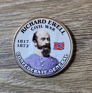 General Confederado Richard Ewell - Medio dólar coloreado - Guerra Civil - Imagen 1 de 3