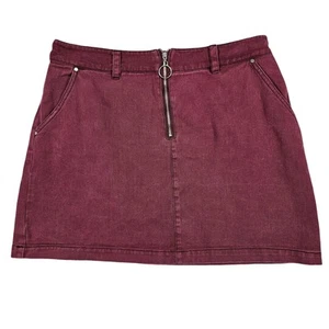 Sofi Angel Jean Mini Skirt, Burgendy, Large - Picture 1 of 9