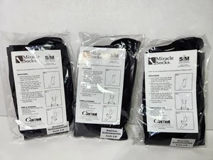 3 Pair-Miracle Socks Anti-Fatigue Compression Sock Black Color Size S/M - New - Picture 1 of 8