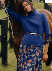 Nuevo Suéter J.Mclaughlin Isla Lujo Cachemira Cuello Tortuga Para Mujer M Denim Azul - Imagen 1 de 5