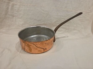 Vintage Fabrication Francaise schwerer französischer Kupfer Topf Topf, 8" Durchmesser, 3" hoch - Bild 1 von 9