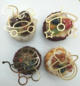 8 Baby shower cupcake toppers, baby, gender reveal cake topper Metallic Gold - Picture 1 of 2