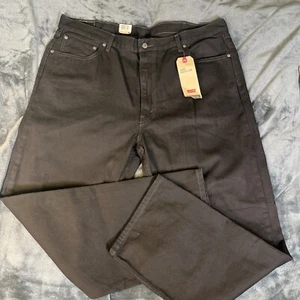Levi's 505 Jeans Mens 44 Straight Leg Black Wash Denim Red Tab Size 44x32 New - Picture 1 of 9