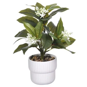 Artificial Potted Plant with White Ceramic Pot Fake Flowers Home Office Decor - Picture 1 of 6