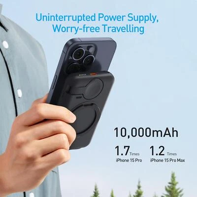 10000mAh Qi2 Magnetic Wireless Charger Power Bank with Fast Charge & Bracket - Image 1 of 4