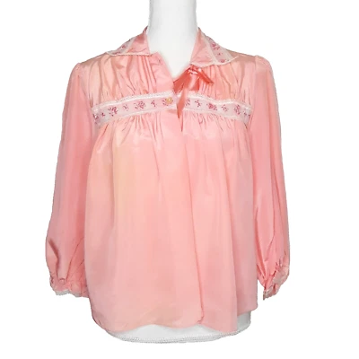 Vintage Charming 50s-60s Sears Charmode Peach Dressing Frock Flaws Size Medium - Image 1 of 4