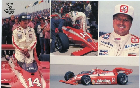A.J. Foyt Silver Anniversary Card 25 Years at the Indianapolis 500 Postcard Vtg Cover