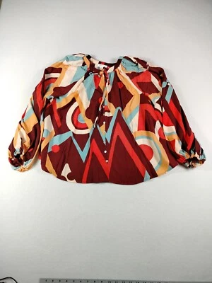 August Sky Blouse Women Large Floral Peasant Cottagecore Prairiecore Abstract - Image 1 of 4