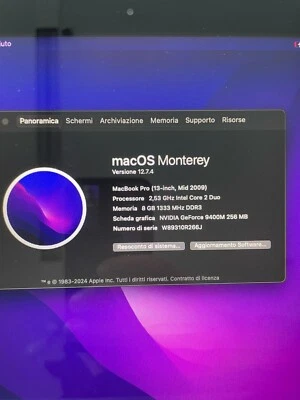 MACBOOK PRO A1278 INTEL CORE 2 DUO RAM 8GB HD 120GB SCHERMO 13.3 POLLICI - Immagine 1 di 4