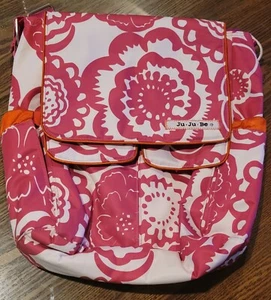Ju-Ju-Be Diaper Bag, Pink Floral Print,  Orange Satin Accent/Interior - Picture 1 of 5